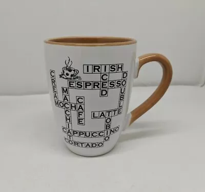 Ceramic Coffee Mug Crossword Puzzle Coffee Theme Tara Reed Blue Harbor 20oz NEW • $12.95