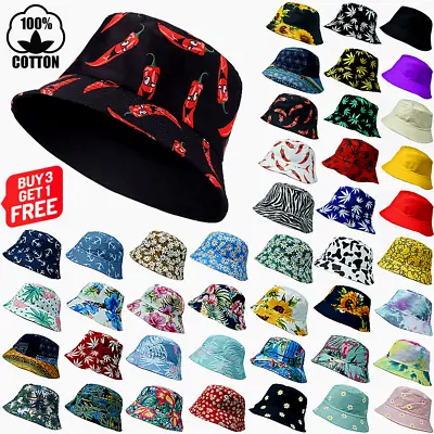 Unisex 100% Cotton Bucket Hat Boonie Hunting Fishing Outdoor Reversible Cap • $10.99