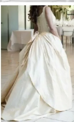 $150 • Buy Connie Simonetti Champagne Silk Wedding Dress Gown Sz 8