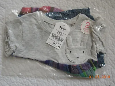 SALE NEW NEXT Girls 3-6 Months Bunny Dress Top & Shorts Summer Rainbow Bunny UK • £5.99