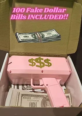 Cash Cannon Money Gun Party Copy Toy Bill  Pink Wedding + 100 Fake Dollar Notes • £16.08