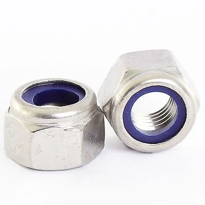 M4 M5 M6 M8 M10 M12 A2 Stainless Steel Nyloc Nylock Lock Nuts Type P Thick • £3.52