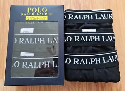 Polo Mens Boxer Short 3 In Pack Black SIZE S M L XL • £17.99