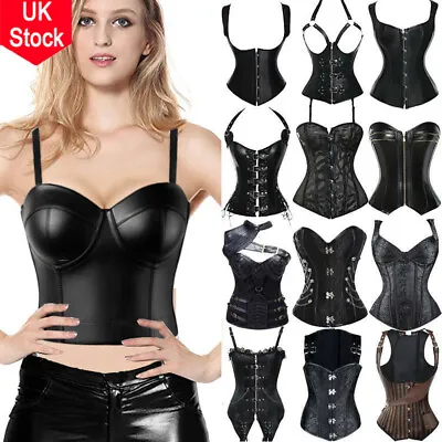 Sexy Bustier Underbust Corset Lace Up Women Boned Top Steampunk Basques Lingerie • £22.99