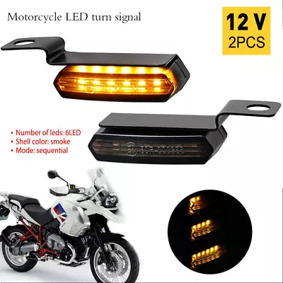 Universal 2X 6LED Amber Motorcycle Turn Signal Indicator Light Flowing Lamp Safe • £11.99