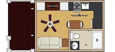 192sqft -12x16'A Tiny House Design With Possible Loft Above Deck-ala Cart- • $12.03