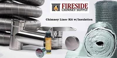 6 X 25' Smoothwall Flexible Chimney Liner Tee Kit .011 Thick W/ Insulation • $1404.34