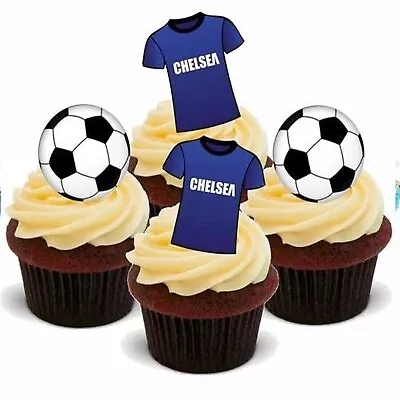 Football Mix Chelsea - 24 Edible Stand Up Premium Wafer Cake Toppers • £4.50