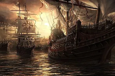 £6.99 • Buy Pirate Ships On The High Seas Ocean Sailing PSS01 A3 A4 POSTER ART PRINT