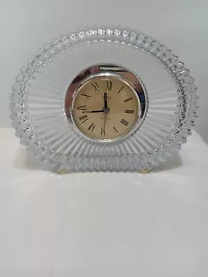 Vintage Mikasa Crystal Desktop Mantle Clock Made In Japan Roman Numerals 8x6x2 • $13.95