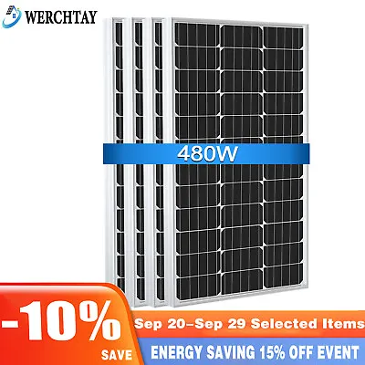 £445.98 • Buy 100W 120W 200W 400W Solar Panel 12V Mono For Off Grid Power Boat Caravans Shed