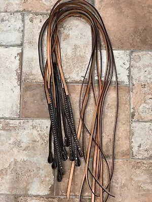 2 Tone Western Split Leather Reins Silver Berry Detail 2 Pair Tack Lot Horse • $15.97