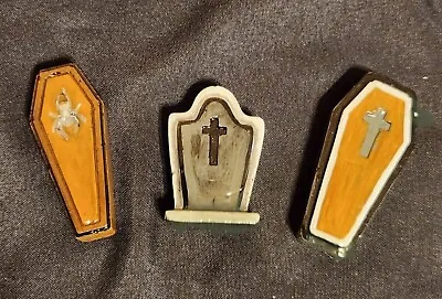 Set Of 3 Halloween Mini Miniature Cemetery Coffins & Tombstone - Fairy Garden • $9.99