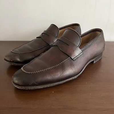 Magnanni Reed Mid Brown Leather Penny Loafers US 9.5 21612 • $74.95