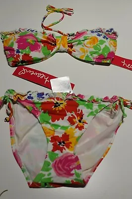 New Heaven Ladies White  Floral Bandeau Bikini Set Size 10 • $20
