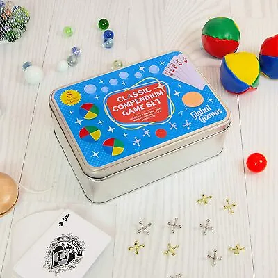 Classic Compendium Games Set Jacks Juggling Balls Yoyo Marbles Playing Cards • £8.99
