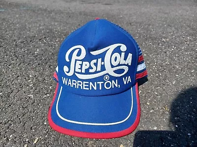 Pepsi Cola Silk Screened 3 Stripe Virginia Snapback 80s Vintage Trucker Hat • $200