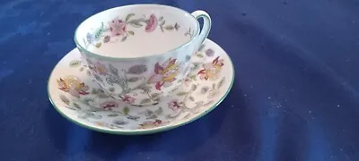 Minton Haddon Hall Tea Cup & Saucer Bone China Floral B1451 England • $21.99