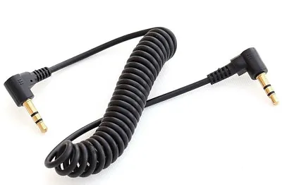 90° 3 Pole 3.5mm Angled Male To 3 Pole Male Stereo Audio AUX Coiled Cable • £4.95