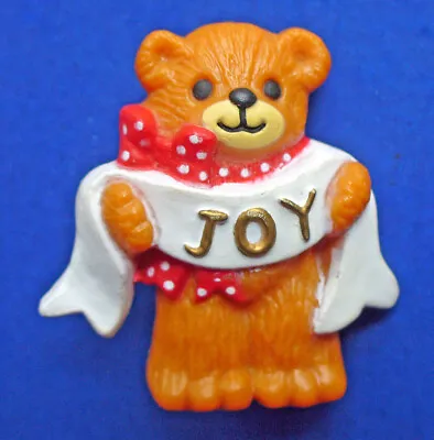 Lucy Rigg & Me PIN Christmas Vintage JOY TEDDY BEAR Enesco 1982 Holiday Brooch • £8.66