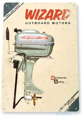 WIZARD OUTBOARD 11 X 8 TIN SIGN AUTO AUTOMOBILE MECHANIC ADVERTISEMENT MOTOR  • $19.28