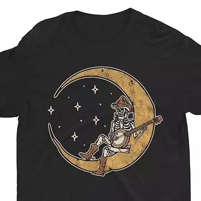Skeleton Banjo Moon T-Shirt Country Music Shirt Vintage Retro Tee Unisex S-5XL • $20.99