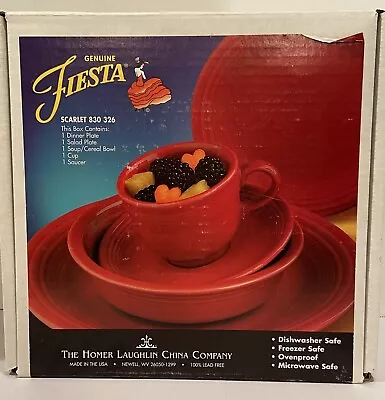 Fiesta Homer Laughlin Co. Dinnerware 5 Piece Place Setting Scarlet Red In Box • $34.99
