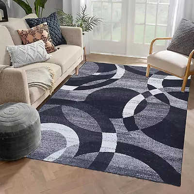 Modern Black White Area Rugs For Living Room 4X6 Soft Faux Wool Carpet With Abs • $53.98