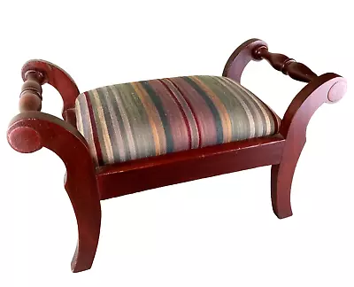 Vintage Upholstered Seat Cherry Wood Wooden Foot Rest Stool Footstool • $79.99