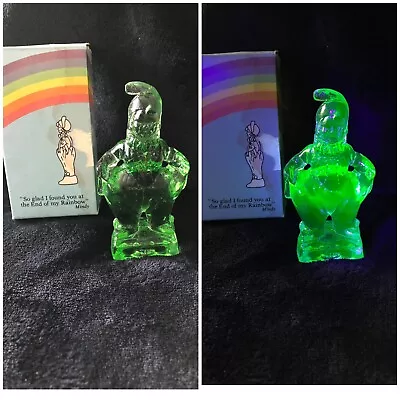 Vintage MOSSER GLASS CLOWN 4.5” 1983  The  MINDY Light Green Uranium Glass • $35