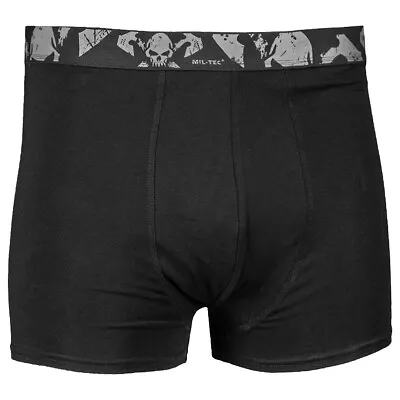 Mil-Tec Boxer Shorts Skull 2 Pack Men's Soft Pants Cotton Underwear Army Black • $28.95