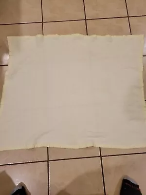 Vintage Baby Blanket Yellow  Waffle Weave Acrylic Thermal Satin Binding Trim  • $32