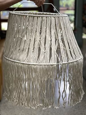 A PAIR Of Extra Large Macrame Lamp Shades/ Chandeleirs 62 Cm Thick Cotton Cream • $120