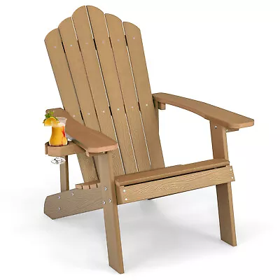 $119.50 • Buy Patio HIPS Adirondack Style Chair W/Ergonomic Armrests & Slanted Backrest Teak