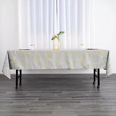 SILVER GOLD 60 X102  Polyester Rectangle TABLECLOTH GEOMETRIC PATTERN Party • $10.24