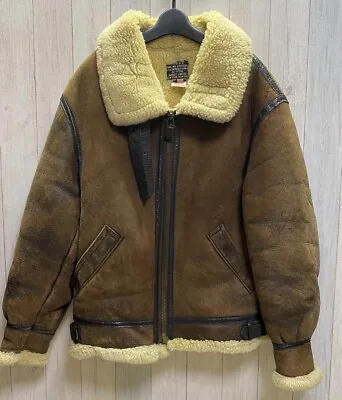 AVIREX Flight Jacket B-3 Boa Men's Size 38 Genuine Leather Brown • $858.42