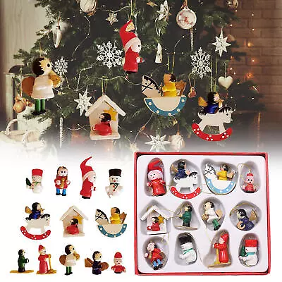 12pcs /set Christmas Wooden Miniature Ornaments Christmas Tree Hanging Pendants • $8.18