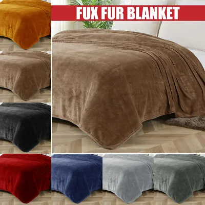 £10.99 • Buy Large Blanket Fleece Throw Sofa Bed Soft Warm Faux Fur Mink Single Double King