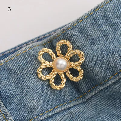 Metal Flower Buckle Pin Button Adjustment Waist Tightener For Skirt Jeans Pants • $1.69