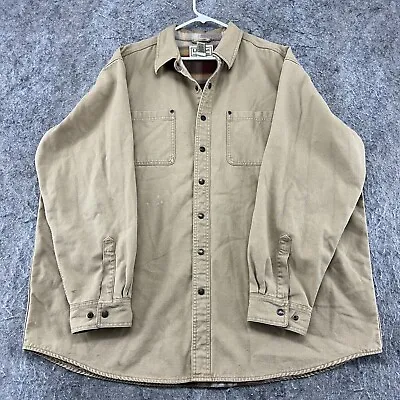 VINTAGE LL Bean Jacket Mens 2XL XXL Beige Blanket Flannel Lined Coat 90s • $11.97