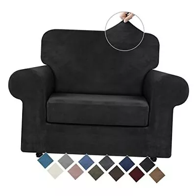  Velvet Stretch Chair Sofa Slipcover - 2 Pieces Luxury Soft Velvet Small Black • $43.76