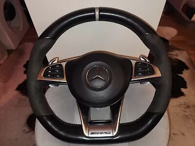 MERCEDES BENZ W205 C63s ALCANTARA GENUINE AMG STEERING WHEEL  A2054602603 • $1050