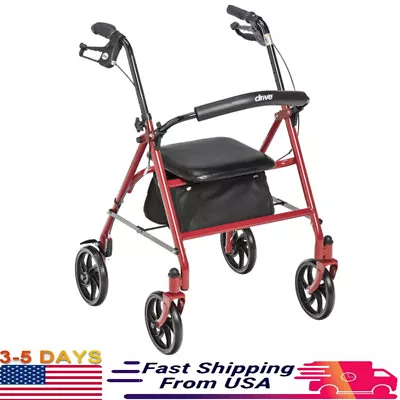 Foldable Drive Medical Rollator Walker Adult Senior With 4 Wheel Seat & Back US • $63.50