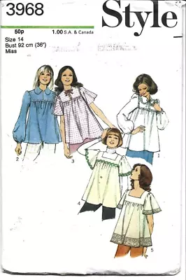 Vintage Ladies Style 1972 Sewing Pattern Smock Top Blouse Shirt Bust Size 36 In • £5