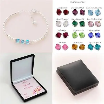 £9.99 • Buy Ladies Or Girls Birthstone Bracelet In Gift Box For Sister, Mum, Daughter Etc