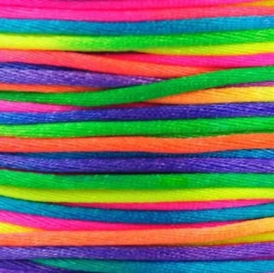 Round Nylon Beading Cord Rainbow Multi Coloured For Jewellery 1mm 1.5mm 2mm • £2.39