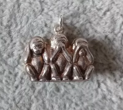 £4.99 • Buy Sweet Little Vintage Silver Charm For A Bracelet Or Pendant Three Wise Monkeys