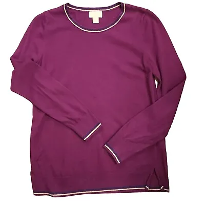 Old Navy Women's Classic Sweater Pullover Burgundy Accent Striping Size M • $14.46
