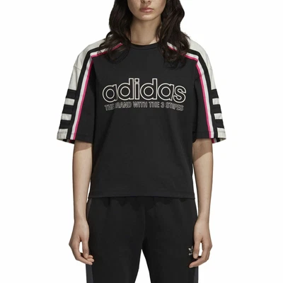 $15 • Buy Adidas Originals Women's OG Cropped T-Shirt Three Stripes - Black