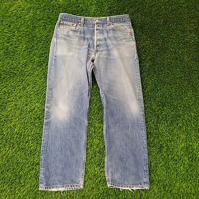 Vintage 501 LEVIS Button-Fly Straight Jeans 34x28 (36x31) Faded Stonewash 1996 • $49.99